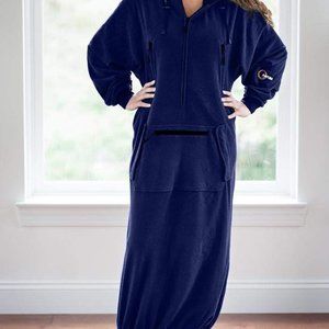 IWOM CONVERTIBLE FLEECE HOODIE: Navy Blue